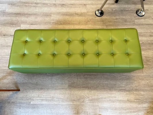 Green Capitonné Leather Bench with Steel Feet from Knoll International, 1990s-XDW-1803354