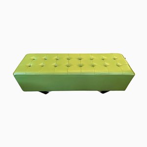 Green Capitonné Leather Bench with Steel Feet from Knoll International, 1990s-XDW-1803354