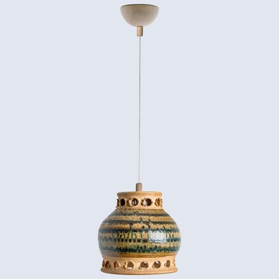 Green Ceramic Pendant Light, Denmark, 1970s-VDW-1756141