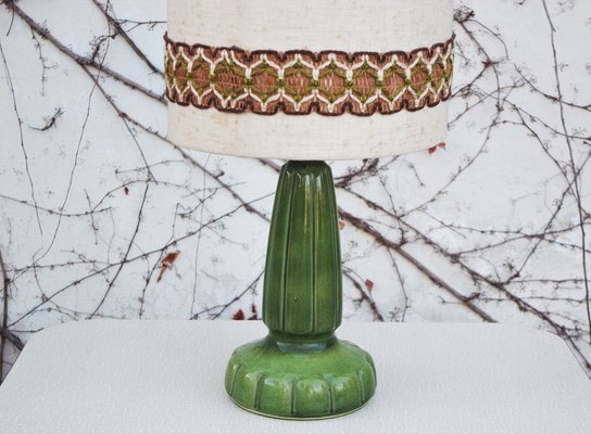 Green Ceramic Table Lamp, 1950s-KNM-845108