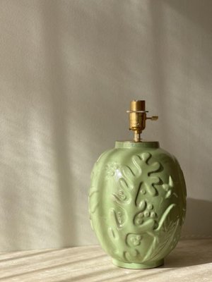 Green Ceramic Table Lamp by Anna-lisa Thomson for Upsala-ekeby, 1940s-ARN-880282