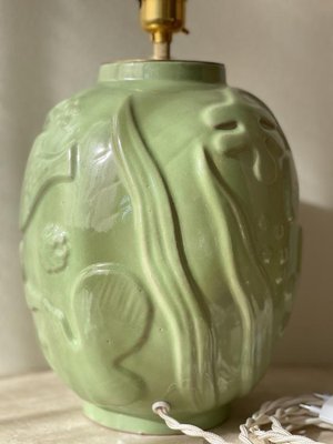 Green Ceramic Table Lamp by Anna-lisa Thomson for Upsala-ekeby, 1940s-ARN-880282