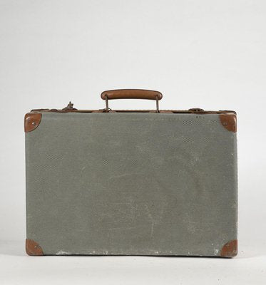 Green Checkered Hardboard Suitcase, Italy, 1950s-RAQ-804488