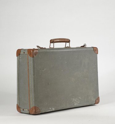 Green Checkered Hardboard Suitcase, Italy, 1950s-RAQ-804488