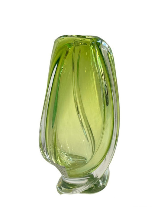 Green Crystal Vase by Val St Lambert, 1970s