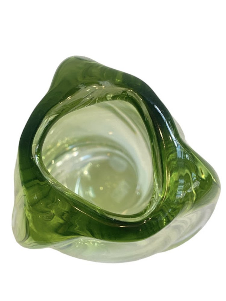 Green Crystal Vase by Val St Lambert, 1970s