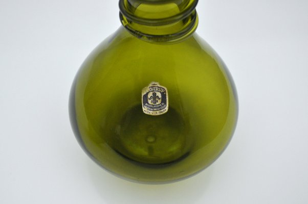 Green Decanter or Vase with Attached Glass Wire by Jacob E. Bang for Holmegaard, Denmark, Set of 2-HPQ-1263889