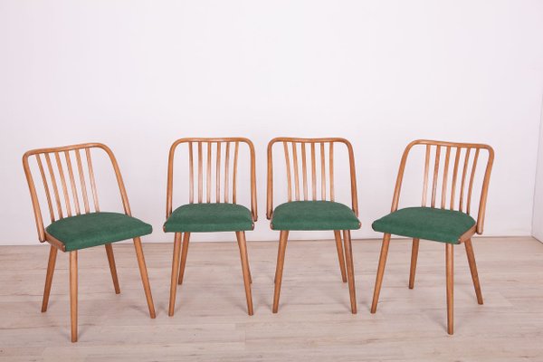 Green Dining Chairs by Antonín Šuman for TON, 1960s, Set of 4-NIT-623480