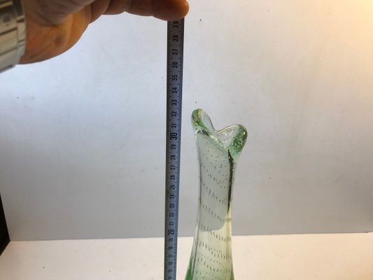 Green Duckling Glass Vase with Air Bubbles by Per Lütken for Holmegaard, 1950s-LCR-784769