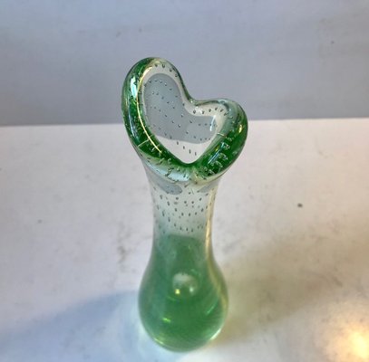 Green Duckling Glass Vase with Air Bubbles by Per Lütken for Holmegaard, 1950s-LCR-784769