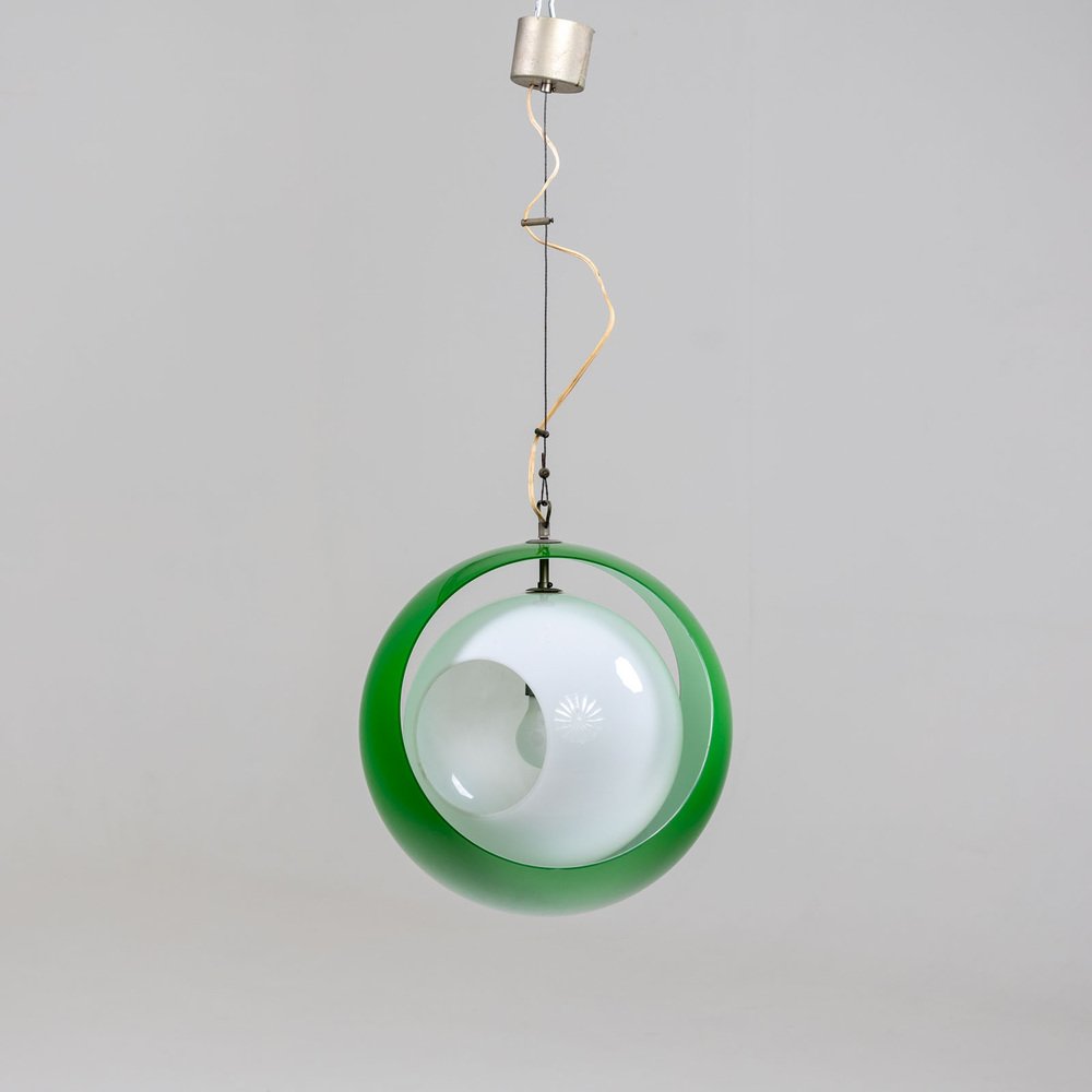 Green Eclisse Pendant Light by Carlo Nason for Mazzega, 1960s