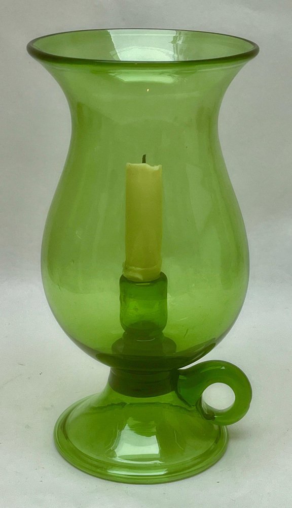 Green Empoli Murano Glass Hurricane Candleholdr, 1960s