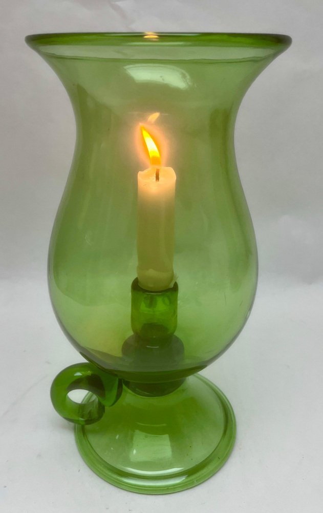 Green Empoli Murano Glass Hurricane Candleholdr, 1960s