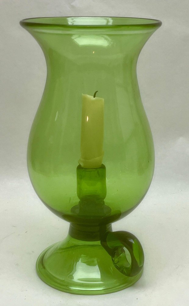 Green Empoli Murano Glass Hurricane Candleholdr, 1960s