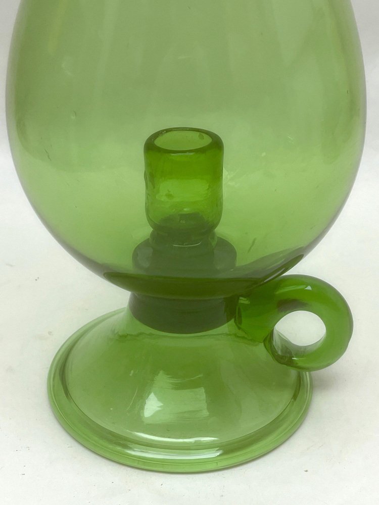 Green Empoli Murano Glass Hurricane Candleholdr, 1960s