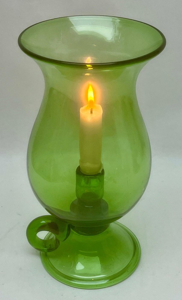 Green Empoli Murano Glass Hurricane Candleholdr, 1960s