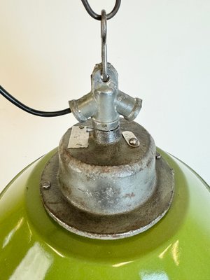 Green Enamel and Cast Iron Industrial Pendant Light, 1960s-CGF-1785107