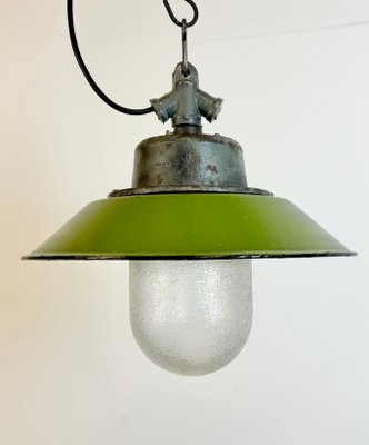 Green Enamel and Cast Iron Industrial Pendant Light, 1960s-CGF-1785107