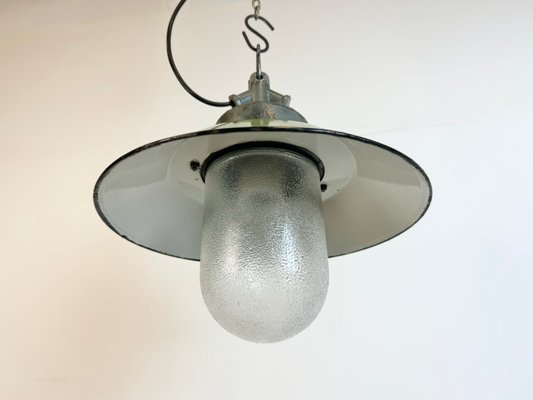 Green Enamel and Cast Iron Industrial Pendant Light, 1960s-CGF-1785107