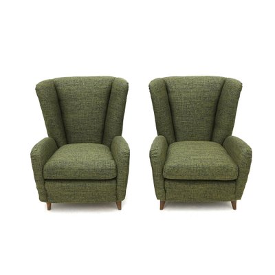 Green Fabric Armchairs, 1940s, Set of 2-EZ-1172197