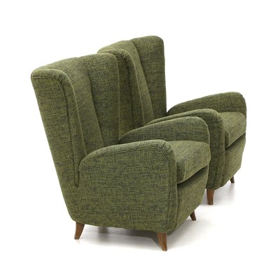 Green Fabric Armchairs, 1940s, Set of 2-EZ-1172197