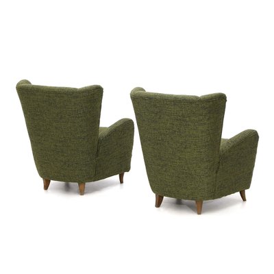 Green Fabric Armchairs, 1940s, Set of 2-EZ-1172197