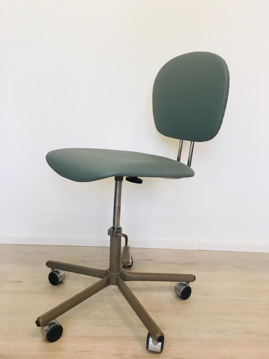 Green Fern Leather Office Chair, 1970s