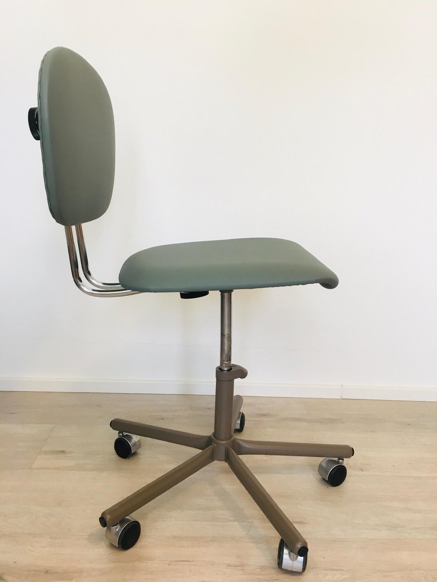 Green Fern Leather Office Chair, 1970s