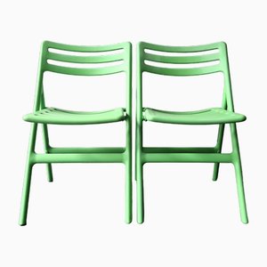 Green Folding Air Chairs by Jasper Morrison for Magis, Italy, 2000s, Set of 2-NV-1782476