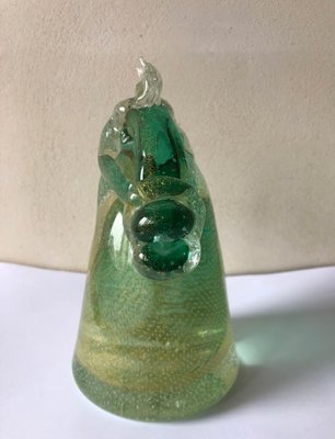 Green Glass and Gold Leaf Horse Head Sculpture by Flavio Poli for Seguso Vetri d'Arte, 1940s-ECV-653024