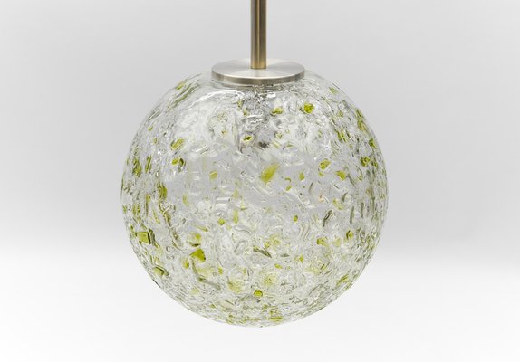 Green Glass Ball Pendant Lamp from Doria, Germany, 1960s-KQB-1743114