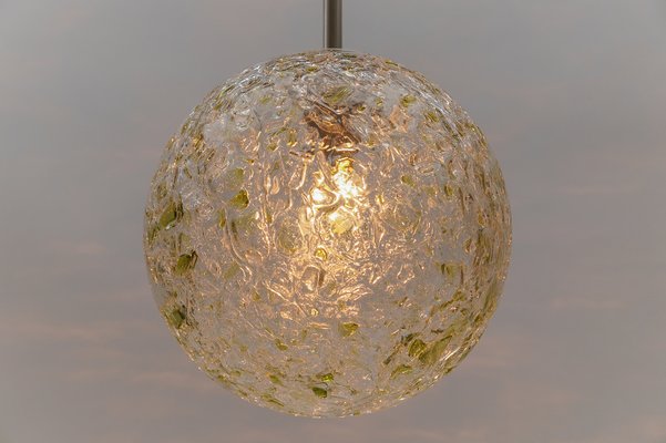 Green Glass Ball Pendant Lamp from Doria, Germany, 1960s-KQB-1743114