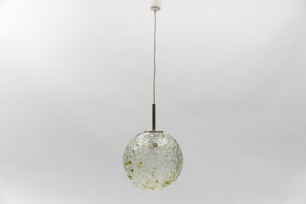 Green Glass Ball Pendant Lamp from Doria, Germany, 1960s-KQB-1743114