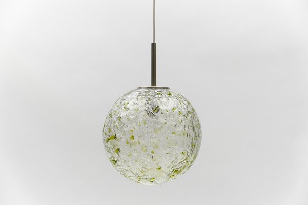 Green Glass Ball Pendant Lamp from Doria, Germany, 1960s-KQB-1743114