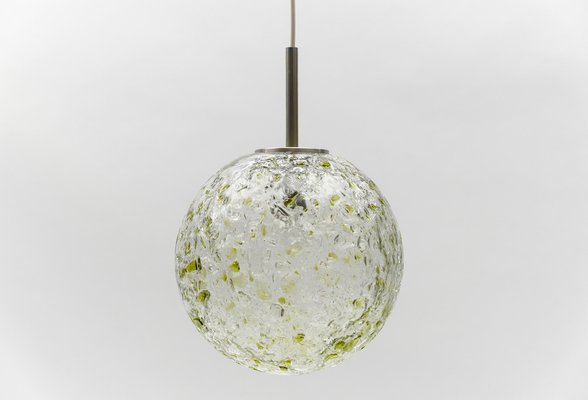 Green Glass Ball Pendant Lamp from Doria, Germany, 1960s-KQB-1743114