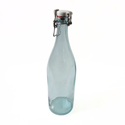 Green Glass Bottle with Porcelain Lid from Årnäs, Sweden, Early 1900s-JKV-1795756