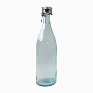 Green Glass Bottle with Porcelain Lid from Årnäs, Sweden, Early 1900s-JKV-1795756