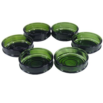 Green Glass Bowls from Nissen, Denmark, 1970s, Set of 6-GIW-987991