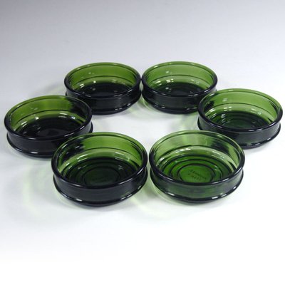 Green Glass Bowls from Nissen, Denmark, 1970s, Set of 6-GIW-987991