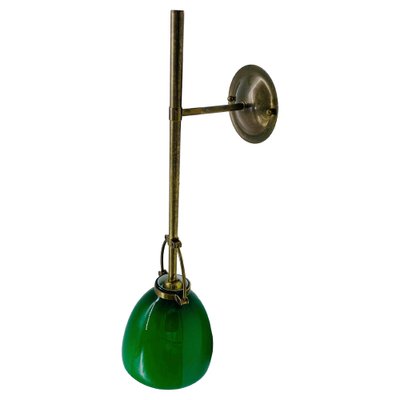 Green Glass & Brass Sconce, Italy, 1950-YUW-1122445