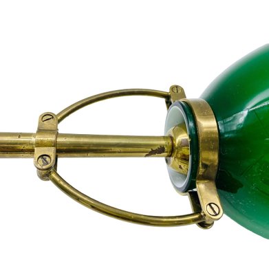 Green Glass & Brass Sconce, Italy, 1950-YUW-1122445