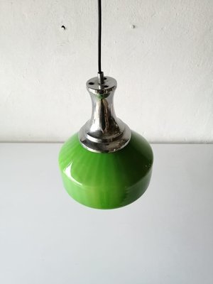 Green Glass & Chrome Ceiling Lamp, 1970s-RDS-1148022