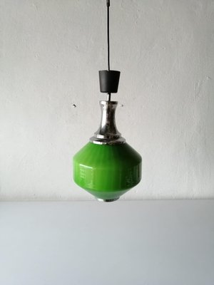 Green Glass & Chrome Ceiling Lamp, 1970s-RDS-1148022