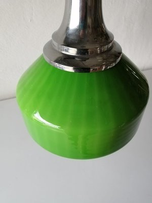 Green Glass & Chrome Ceiling Lamp, 1970s-RDS-1148022