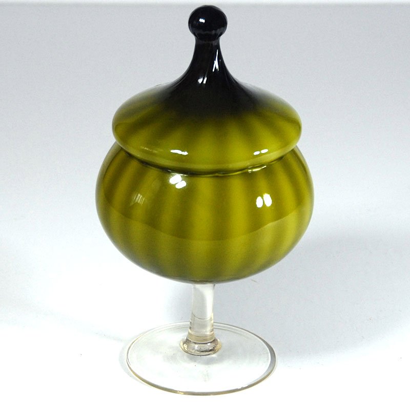 Green Glass Dish from Empoli, 1960s