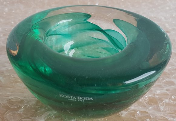 Green Glass Tealight Holder by Anna Ehrner for Kosta Boda, 1990s-QDP-1295701