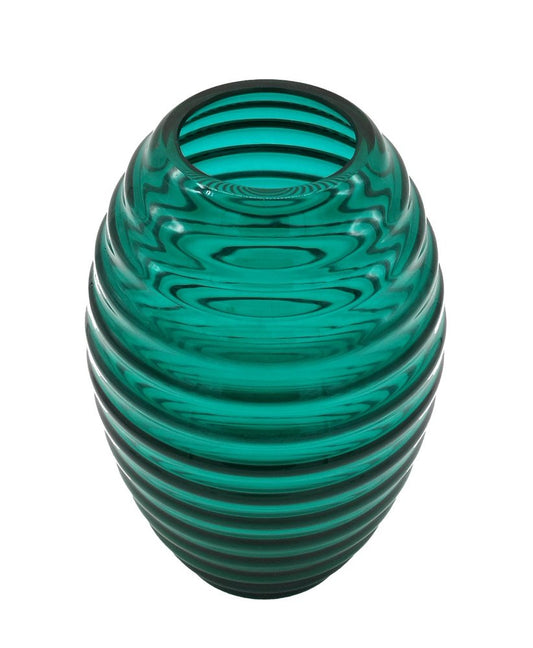 Green Glass Vase by Yoichi Ohira for Vetreria De Majo, Italy 1989