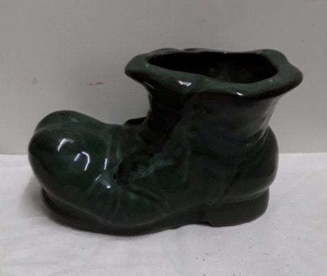 Green Glazed Ceramic Flower Pot, 1970s-HOI-866303