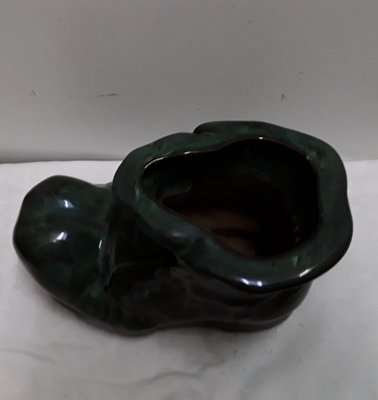 Green Glazed Ceramic Flower Pot, 1970s-HOI-866303