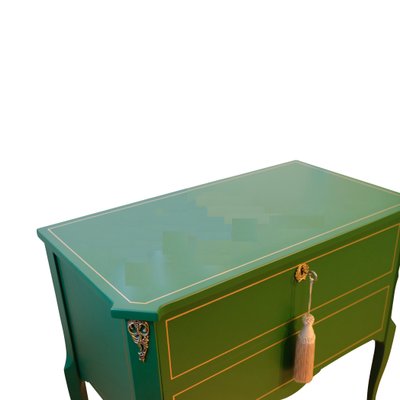 Green Gustavian Commodes with Marble Slabs, 1950s, Set of 2-VTA-1440733